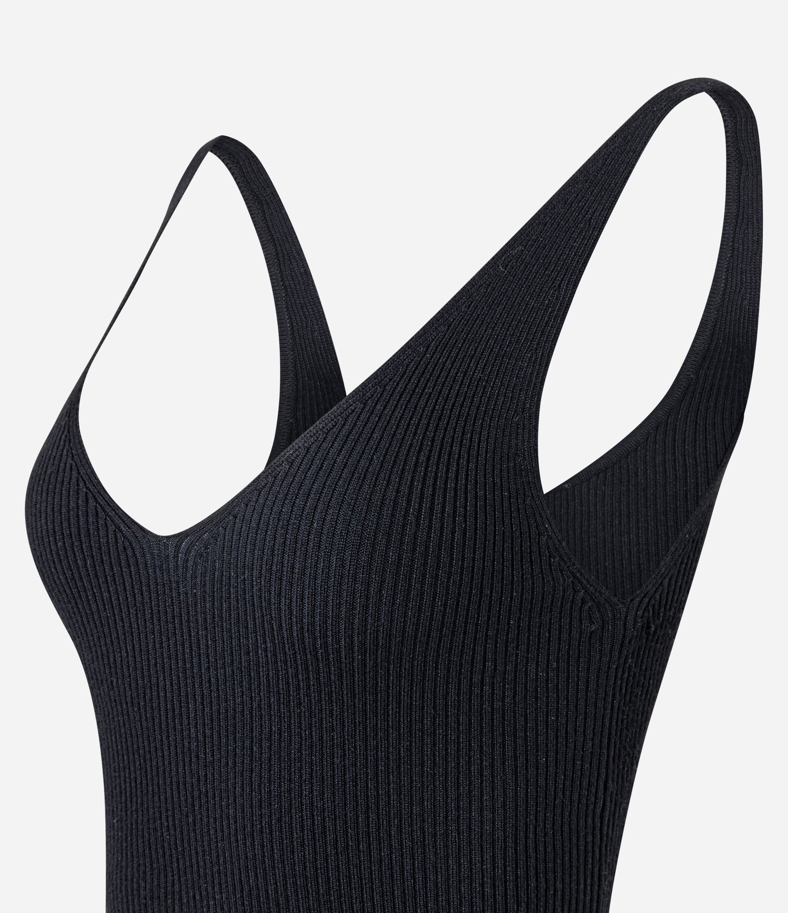 Blusa Canelada em Tricô com Decote V e Costas Decotadas Preto 2