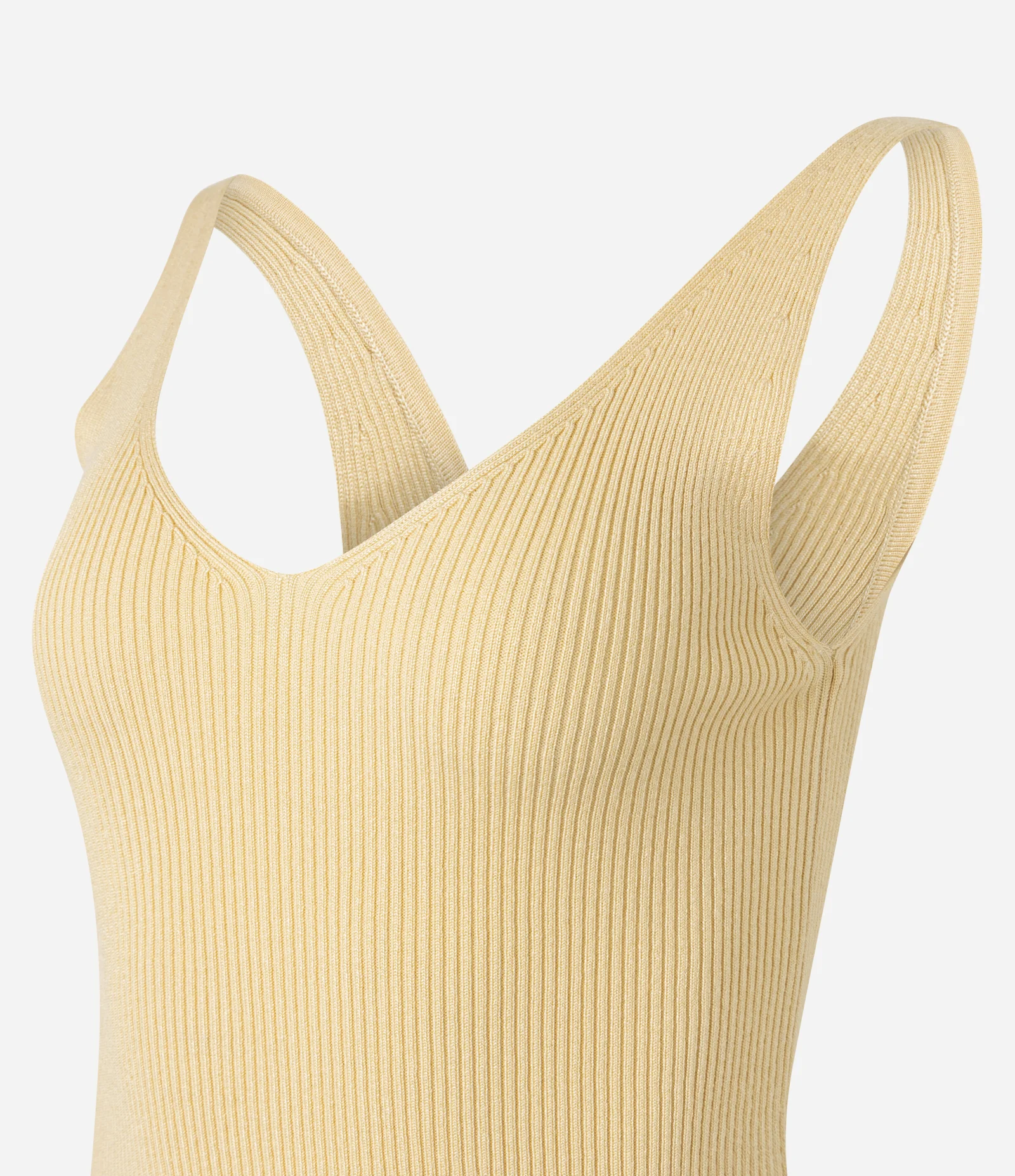 Blusa Canelada em Tricô com Decote V e Costas Decotadas Amarelo 2