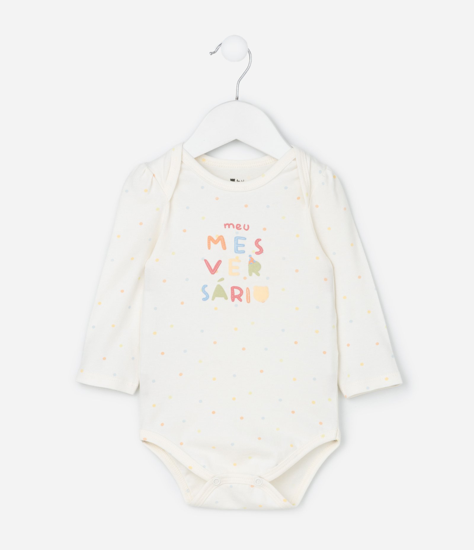Body Infantil com Estampa Lettering Meu Mesversário  - Tam RN a 18 Meses Branco 1
