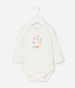Body Infantil com Estampa Lettering Meu Mesversário  - Tam RN a 18 Meses