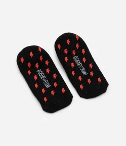 Kit 02 Meias Sapatilha Infantil com Antiderrapante e Estampa Carros - Tam 19 ao 34