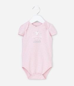 Body Infantil com Estampa Poá Princesinha do Dindo - Tam 0 a 18 Meses