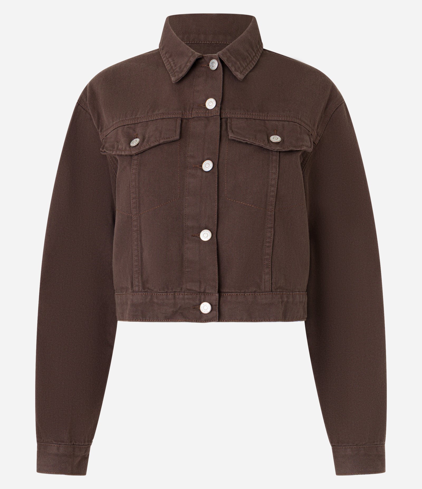 Jaqueta em Sarja com Botões e Bolsos no Peito Marrom 1