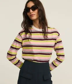 Camiseta em Algodão com Listras Variadas