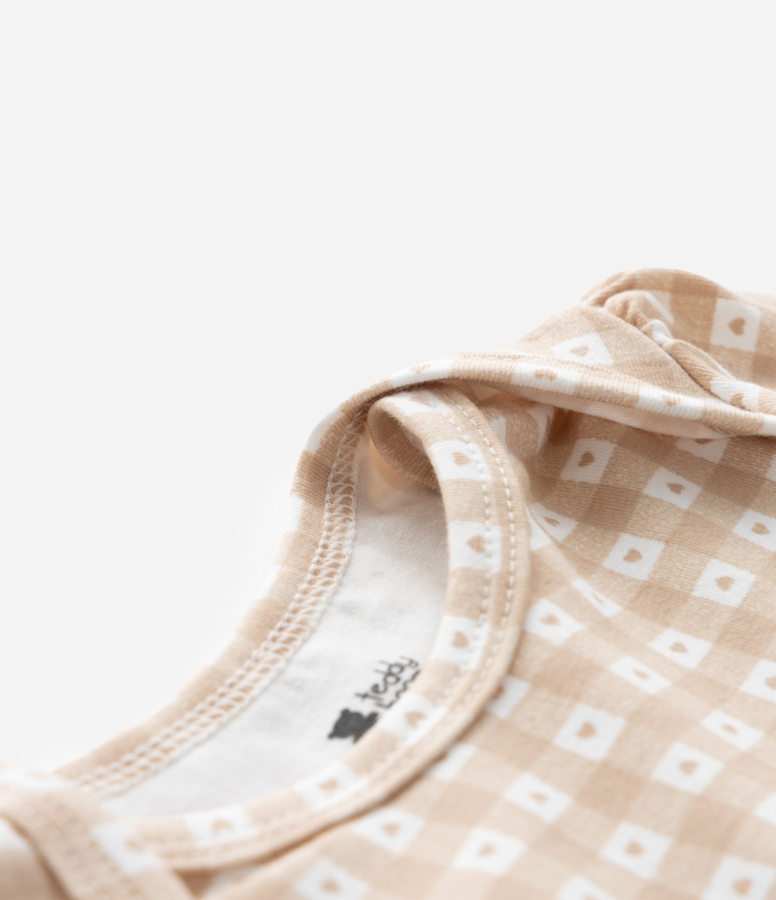 Body Infantil com Estampa Vichy e Corações - Tam 0 a 18 Meses Marrom 4