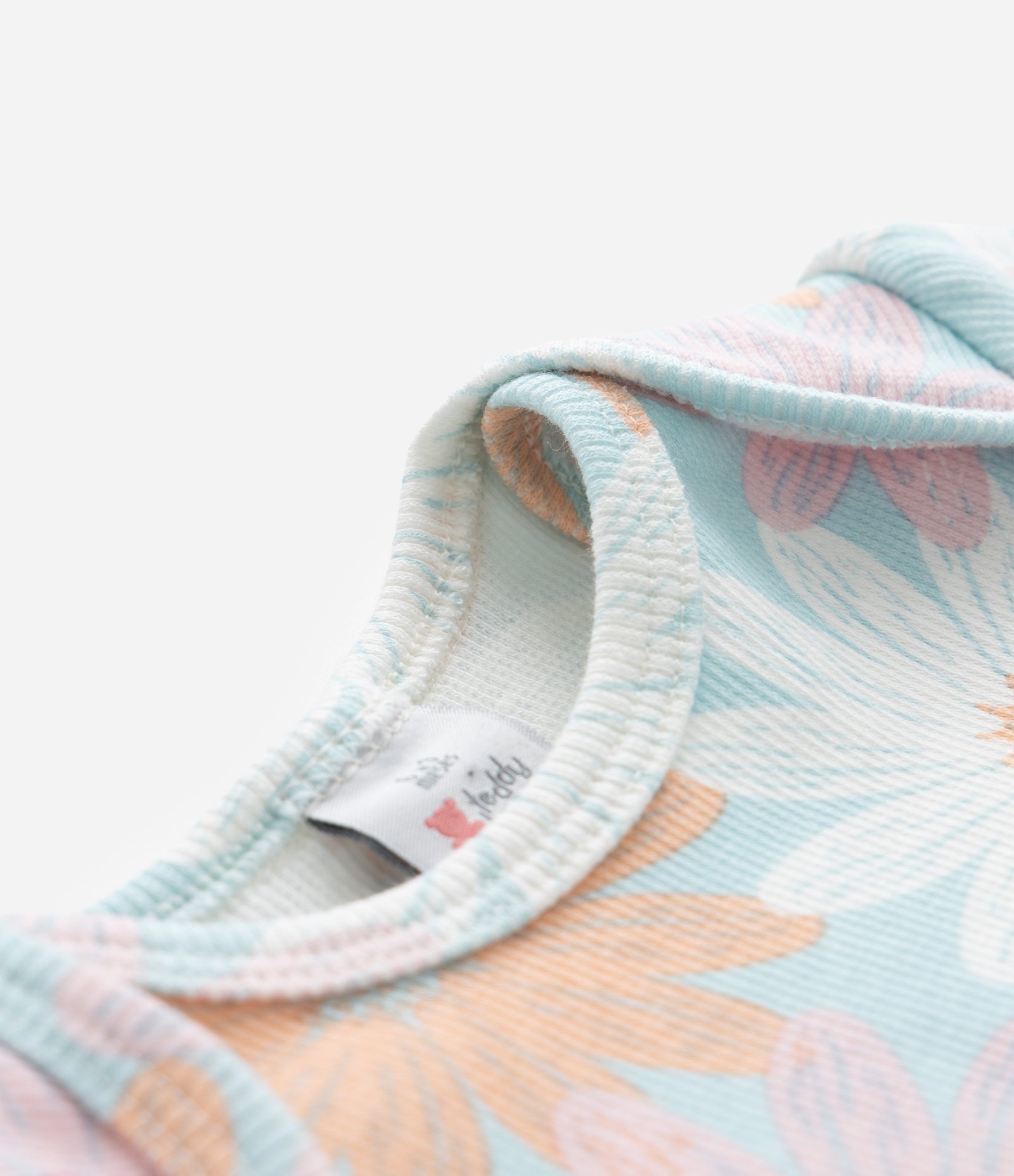 Body Infantil com Estampa Floral  - Tam 0 a 18 Meses Azul 5