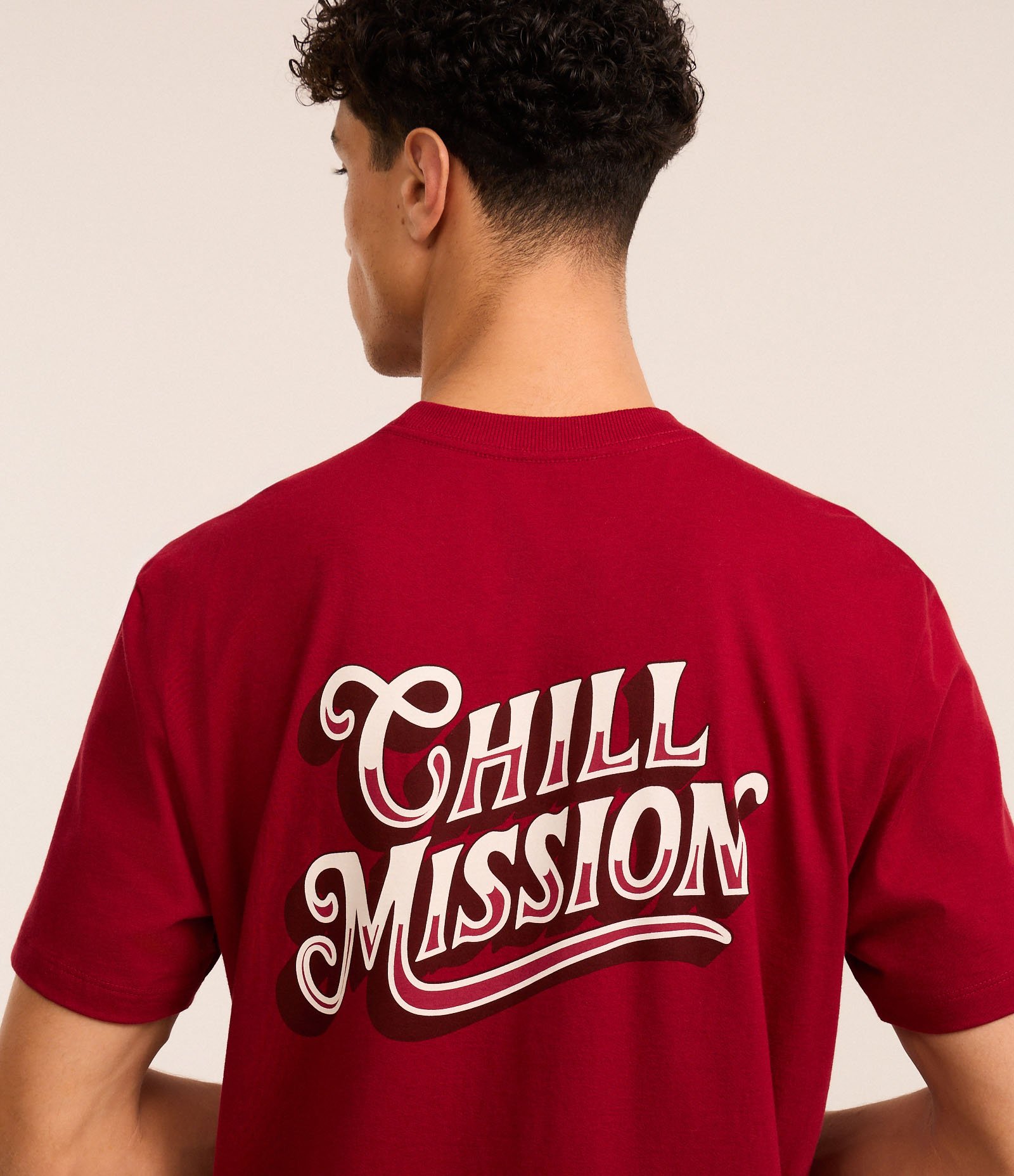 Camiseta T-Shirt Comfort em Algodão com Lettering Chill Mission Vermelho 3