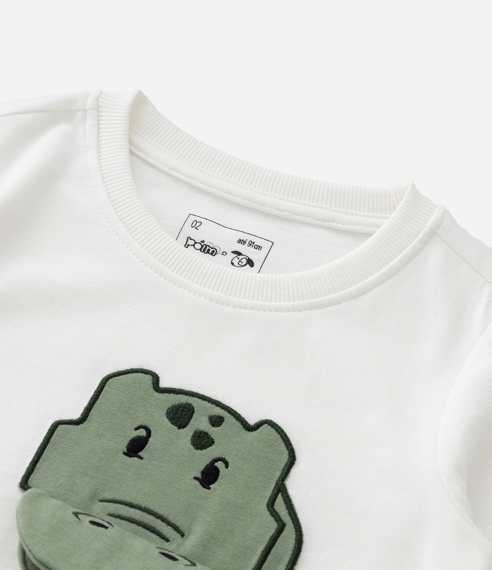 Camiseta Infantil com Estampa Interativa de Dinossauro – Tam 1 a 6 Anos Off White 5