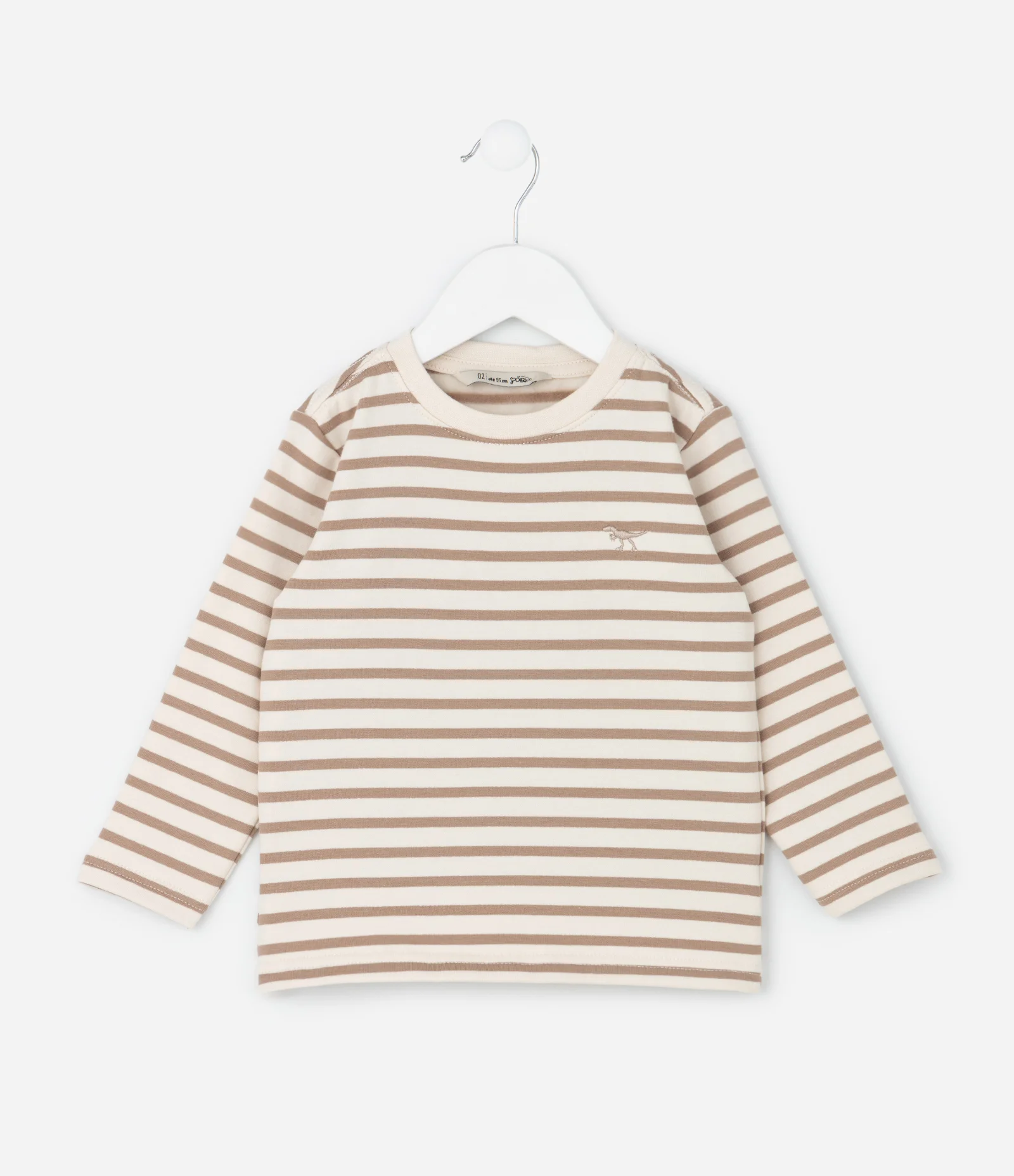 Camiseta Infantil Comfort Listrada – Tam 1 a 5/6 Anos Bege 1