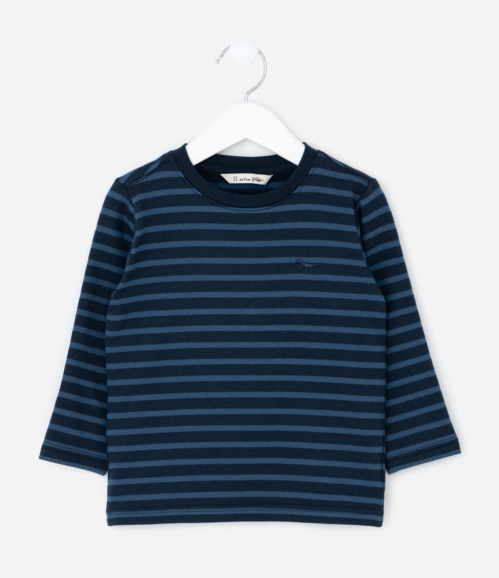 Camiseta Infantil Comfort Listrada – Tam 1 a 5/6 Anos Azul Marinho 1