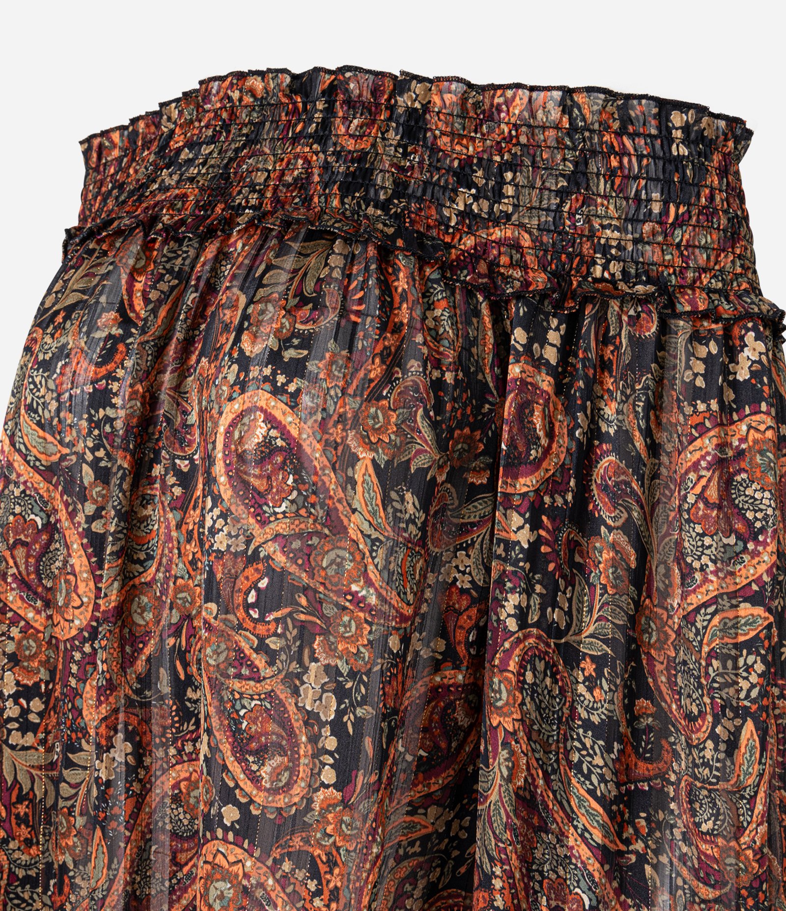 Blusa Bata em Chiffon com Decote Ombro a Ombro e Estampa Paisley Preto 4