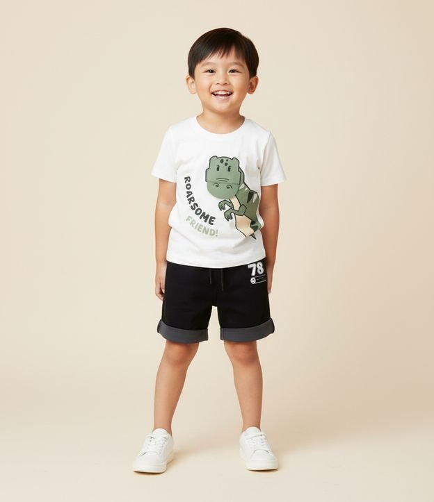 Camiseta Infantil com Estampa Dinossauro Interativa – Tam 1 a 5/6