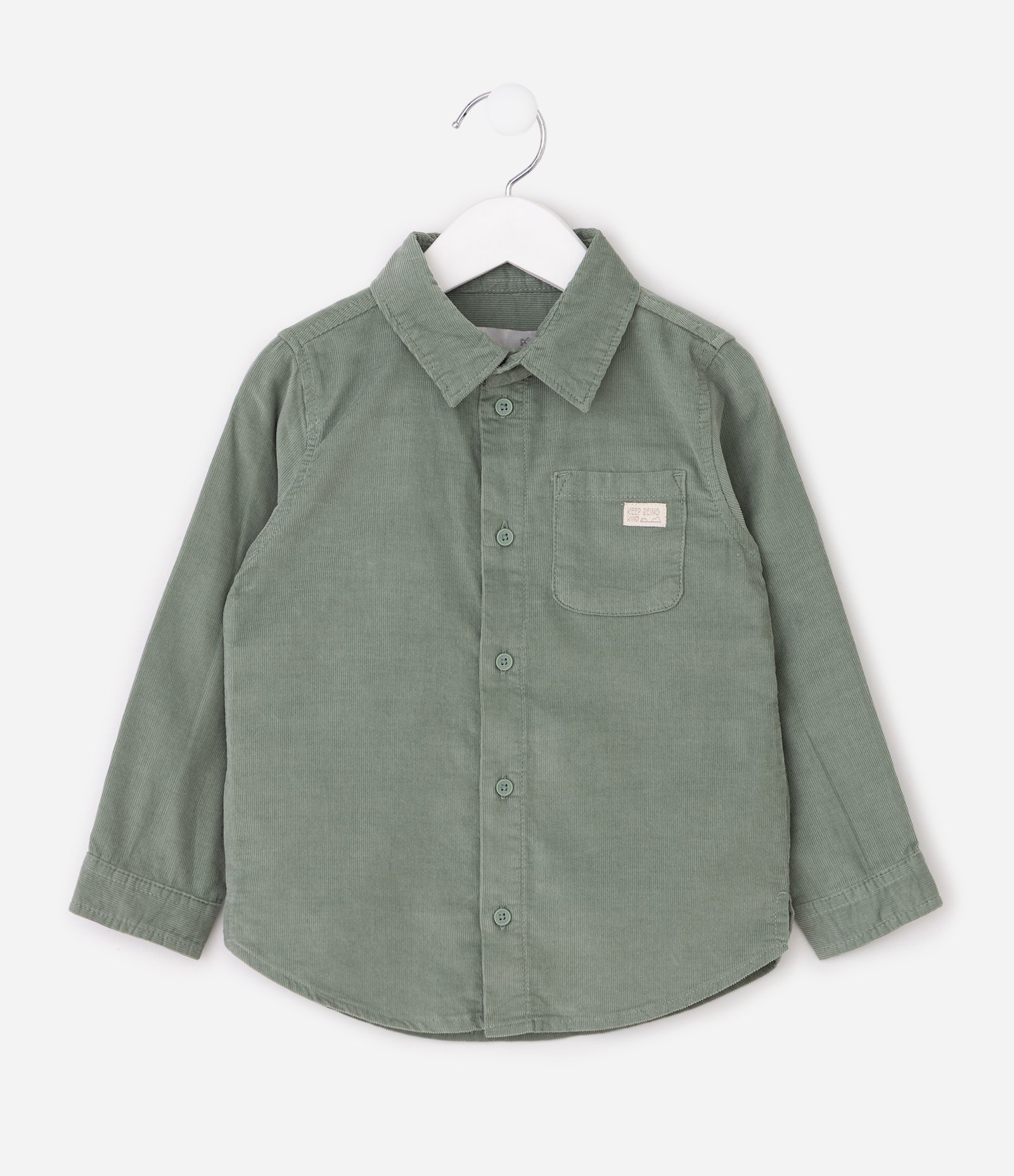 Camisa Infantil em Veludo Cotelê com Bolso – Tam 1 a 6 Anos Verde Claro 1