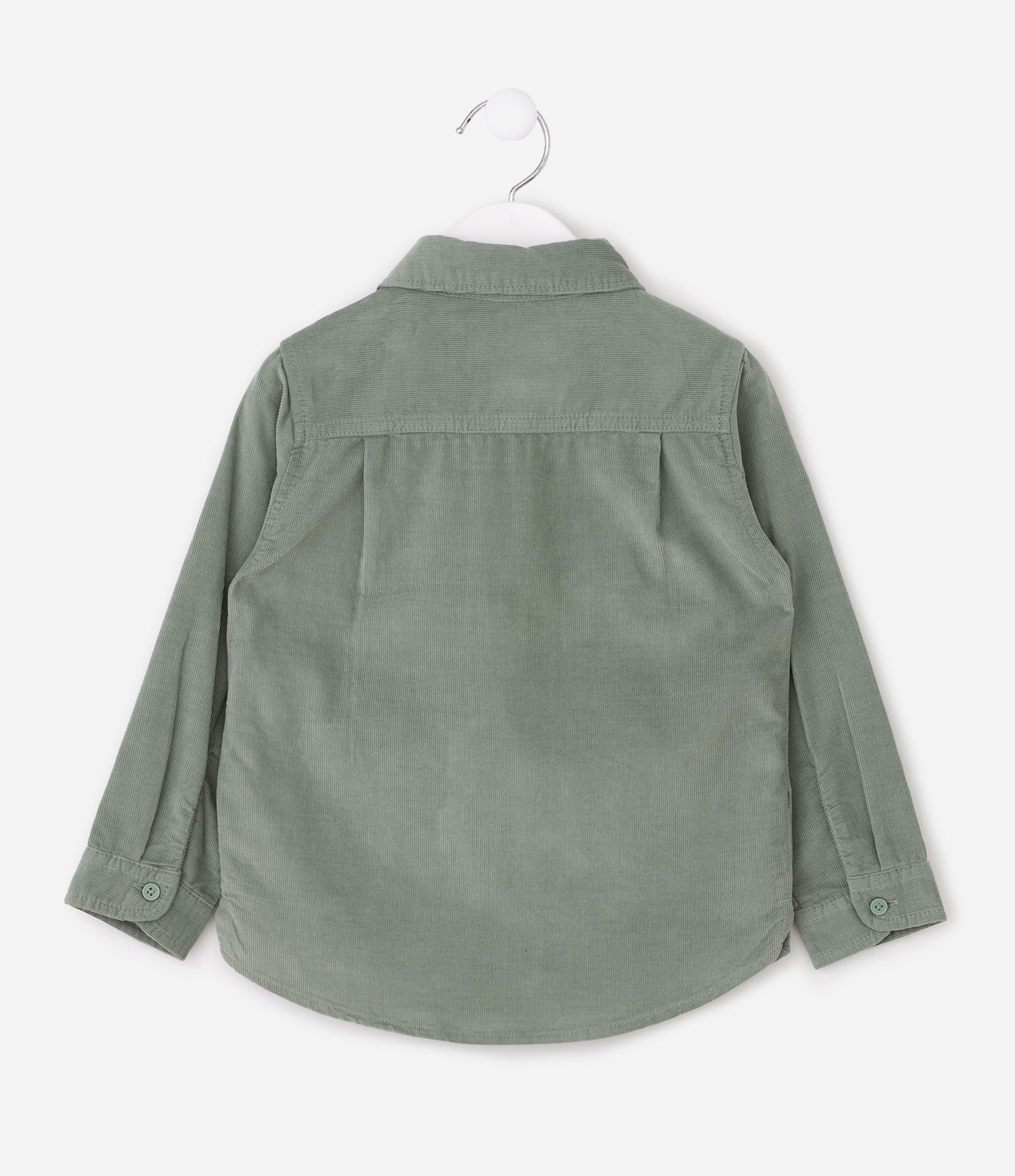 Camisa Infantil em Veludo Cotelê com Bolso – Tam 1 a 6 Anos Verde Claro 2