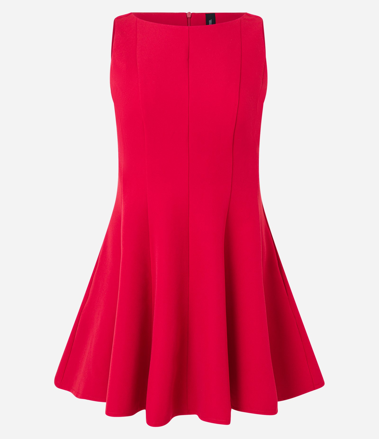 Vestido Curto Skater Alfaiataria sem Manga Vermelho 6