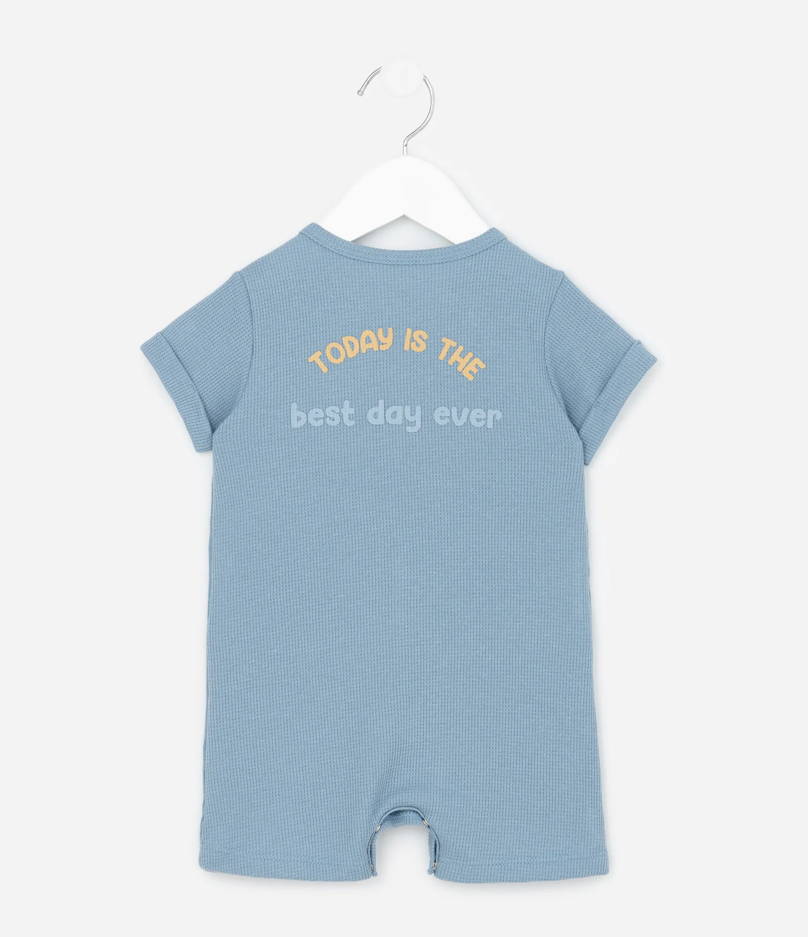 Macaquinho Infantil Waffle com Estampa de Ursinho – Tam 0 a 18 Meses Azul Claro 3