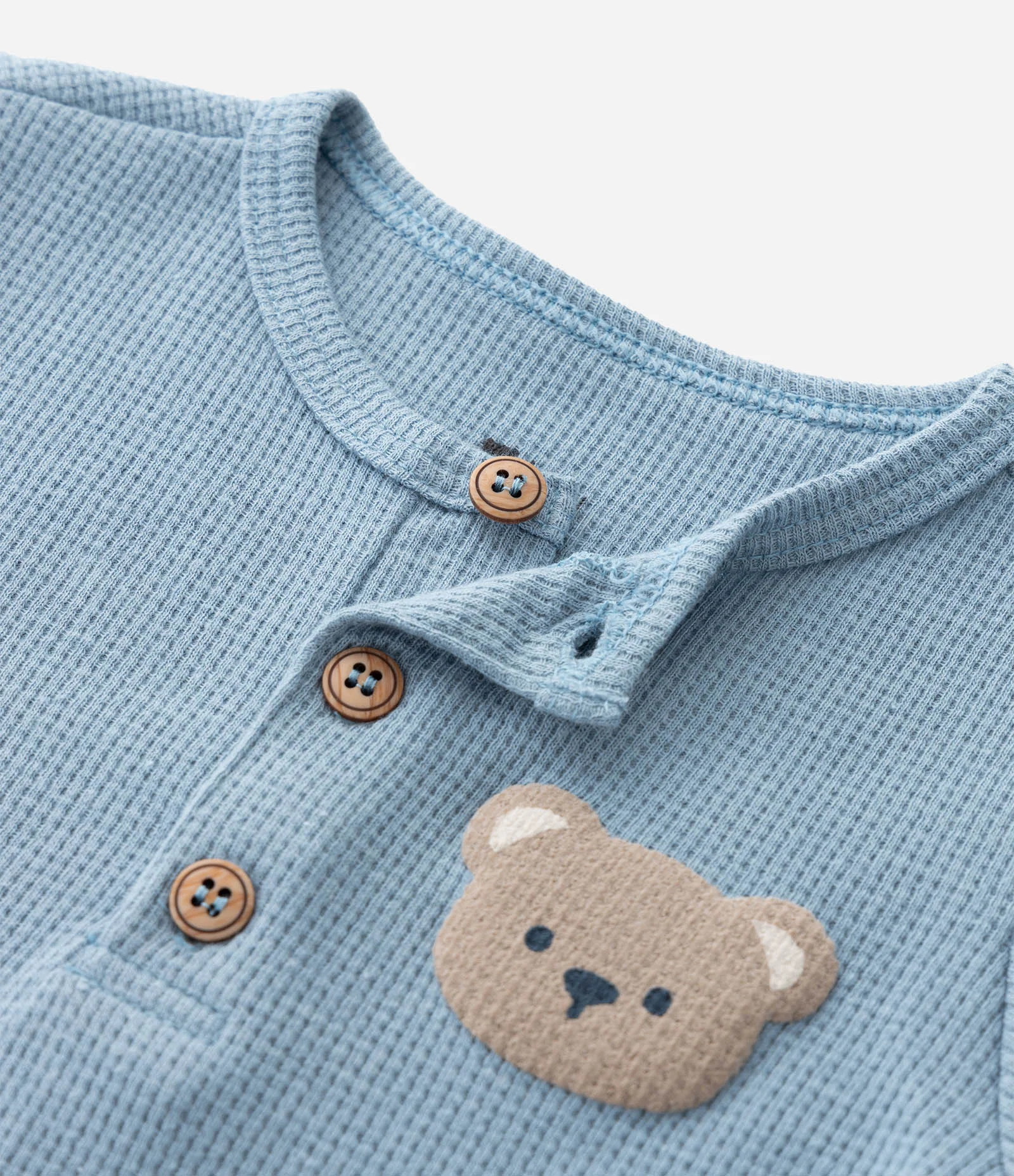 Macaquinho Infantil Waffle com Estampa de Ursinho – Tam 0 a 18 Meses Azul Claro 5