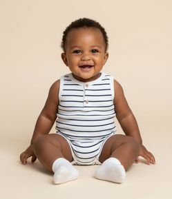 Macaquinho Infantil com Estampa de Listras - Tam 0 a 18 Meses