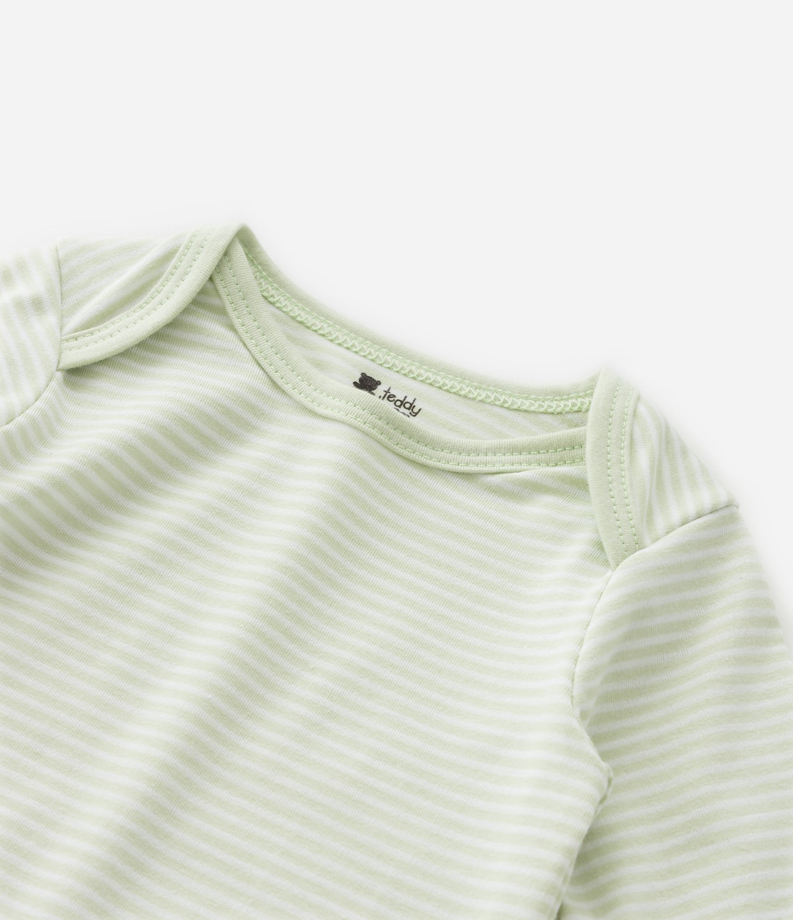 Body Infantil com Estampa de Listra horizontais - Tam 0 a 18 Meses Verde 7