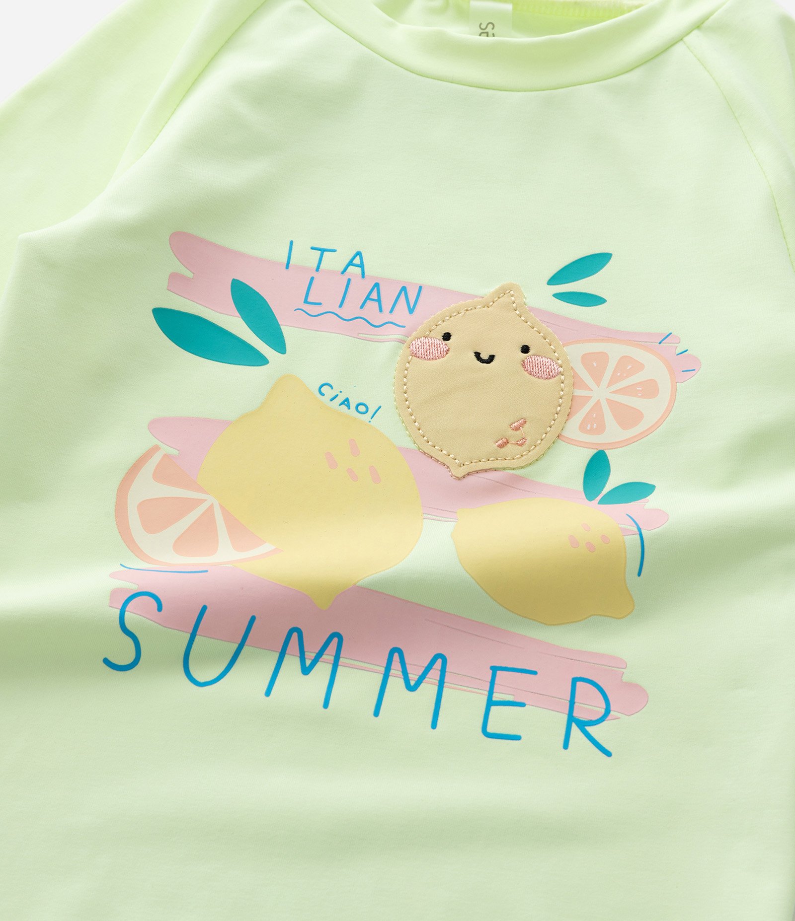 Conjunto Infantil com Blusa UV com Calcinha e Chapéu – Tam 1 a 4 Anos Verde/Rosa 11