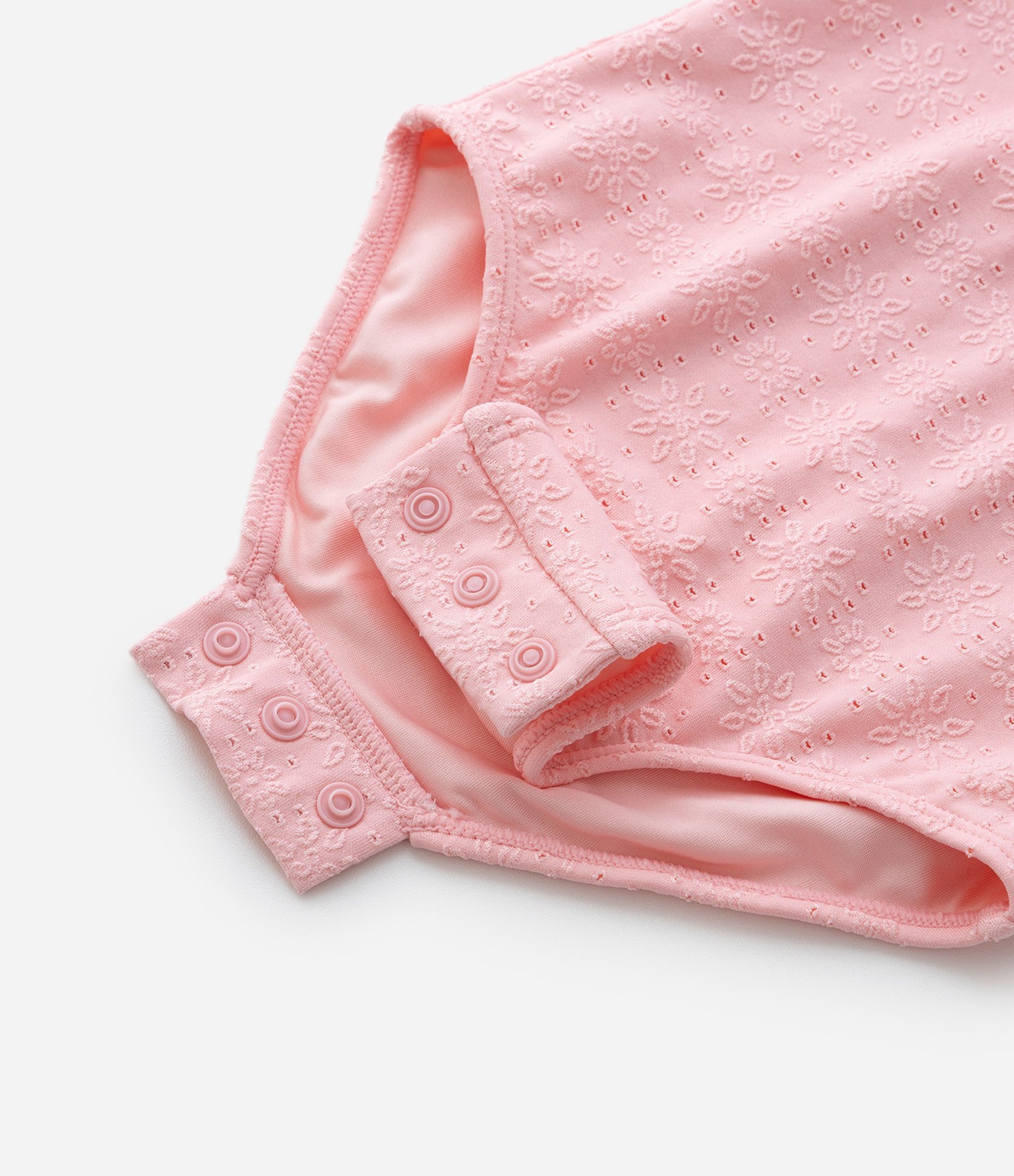 Maiô Infantil com Babadinho e Textura Floral - Tam 1 a 4 anos Rosa 7