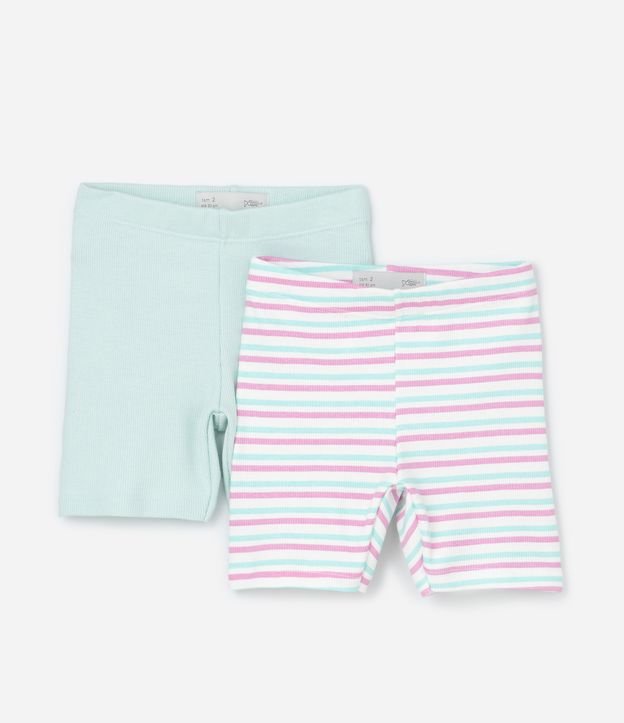 Kit 02 Bermudas Ciclista Lisa e Listrada - Tam 1 a 6 anos