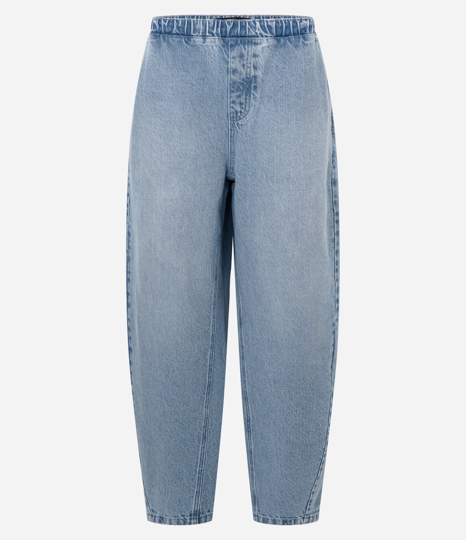 Calça Jeans Fluída Balloon com Cintura Baixa e Elástico Azul 1