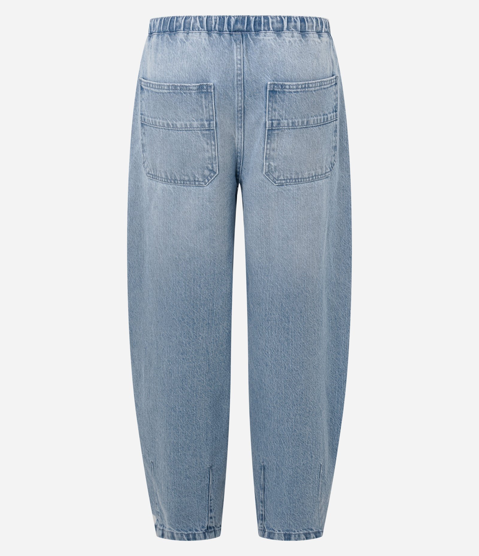 Calça Jeans Fluída Balloon com Cintura Baixa e Elástico Azul 2