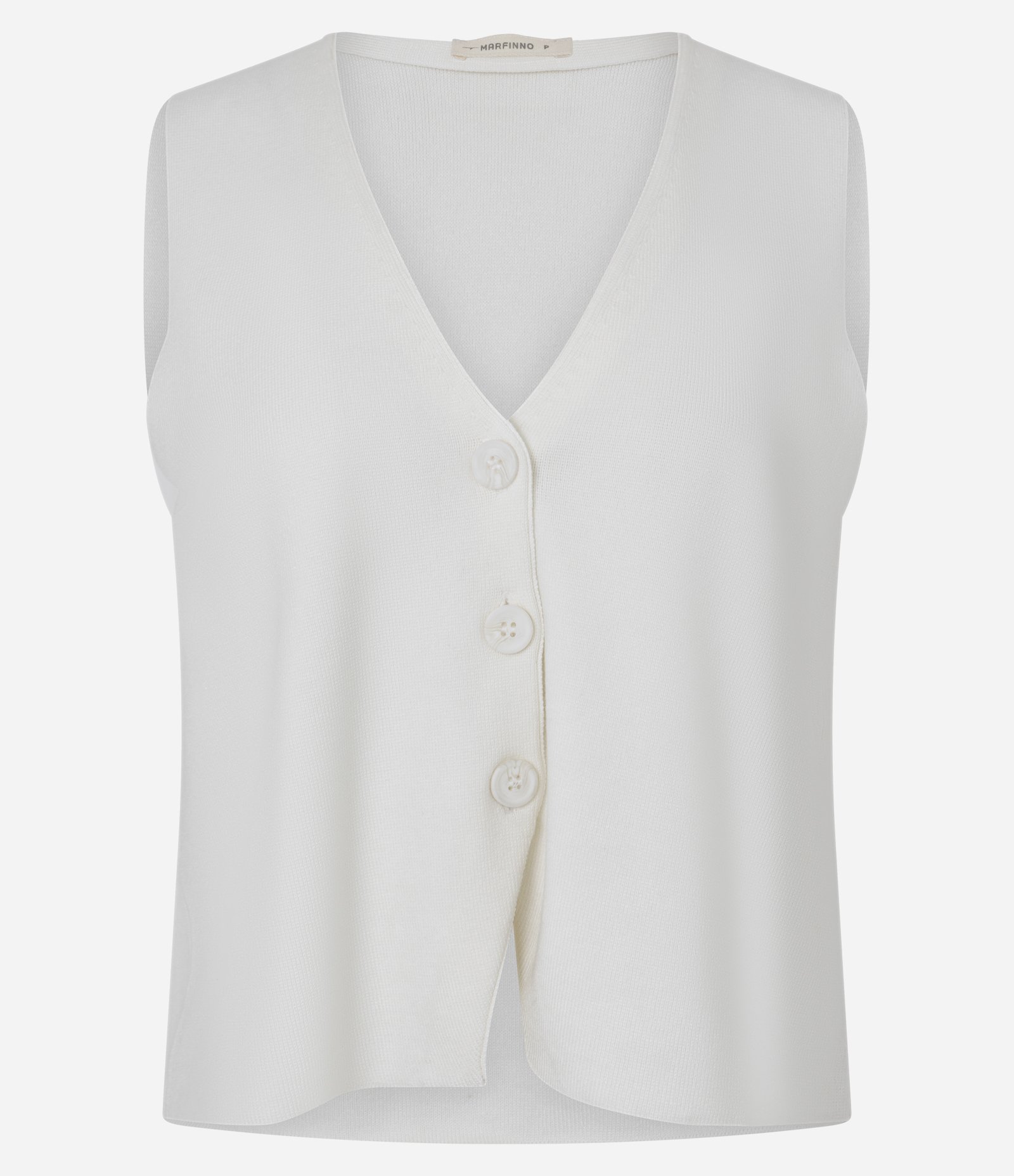 Colete Reto Alongado em Tricot com Botões Off White 5