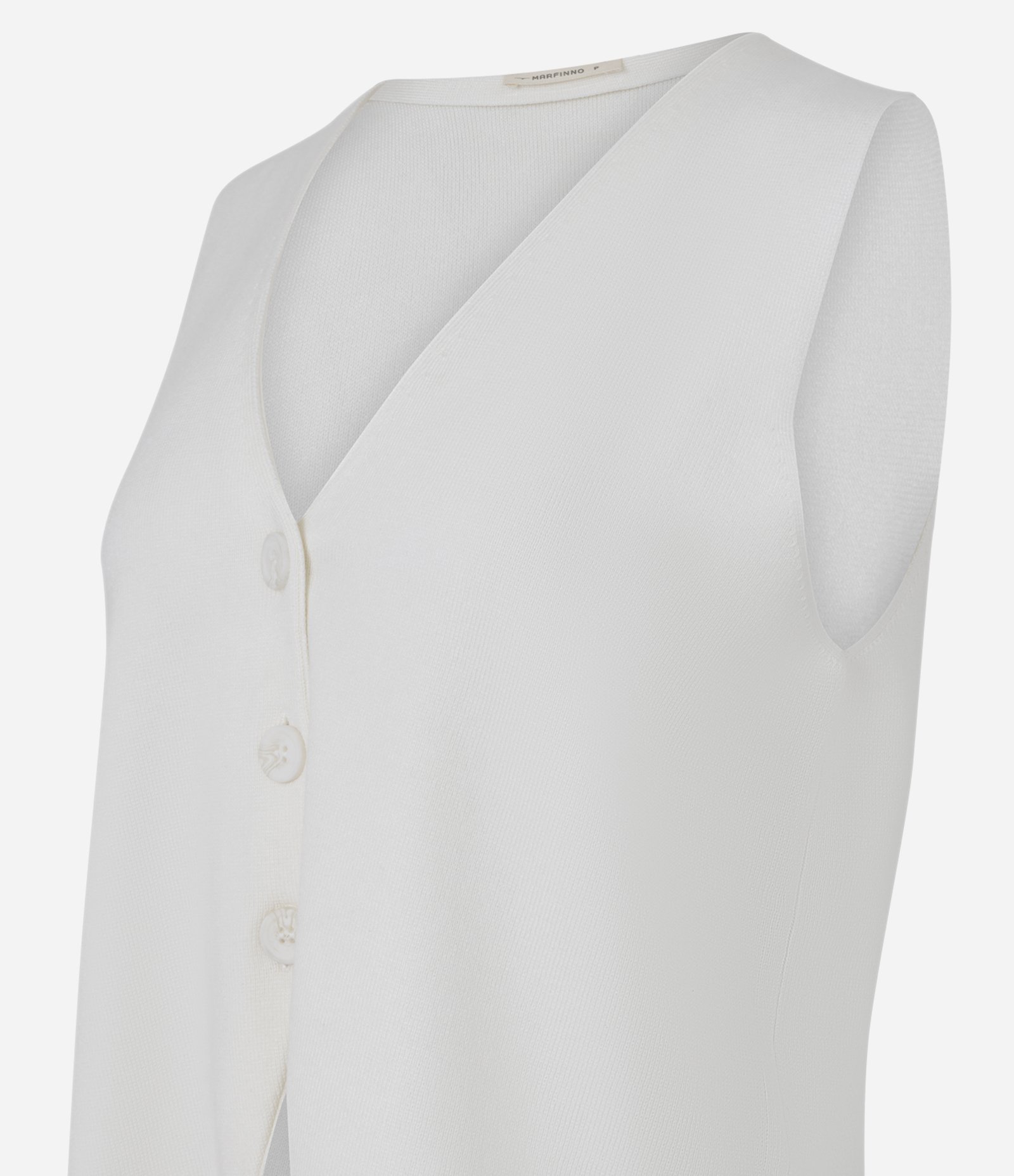 Colete Reto Alongado em Tricot com Botões Off White 6