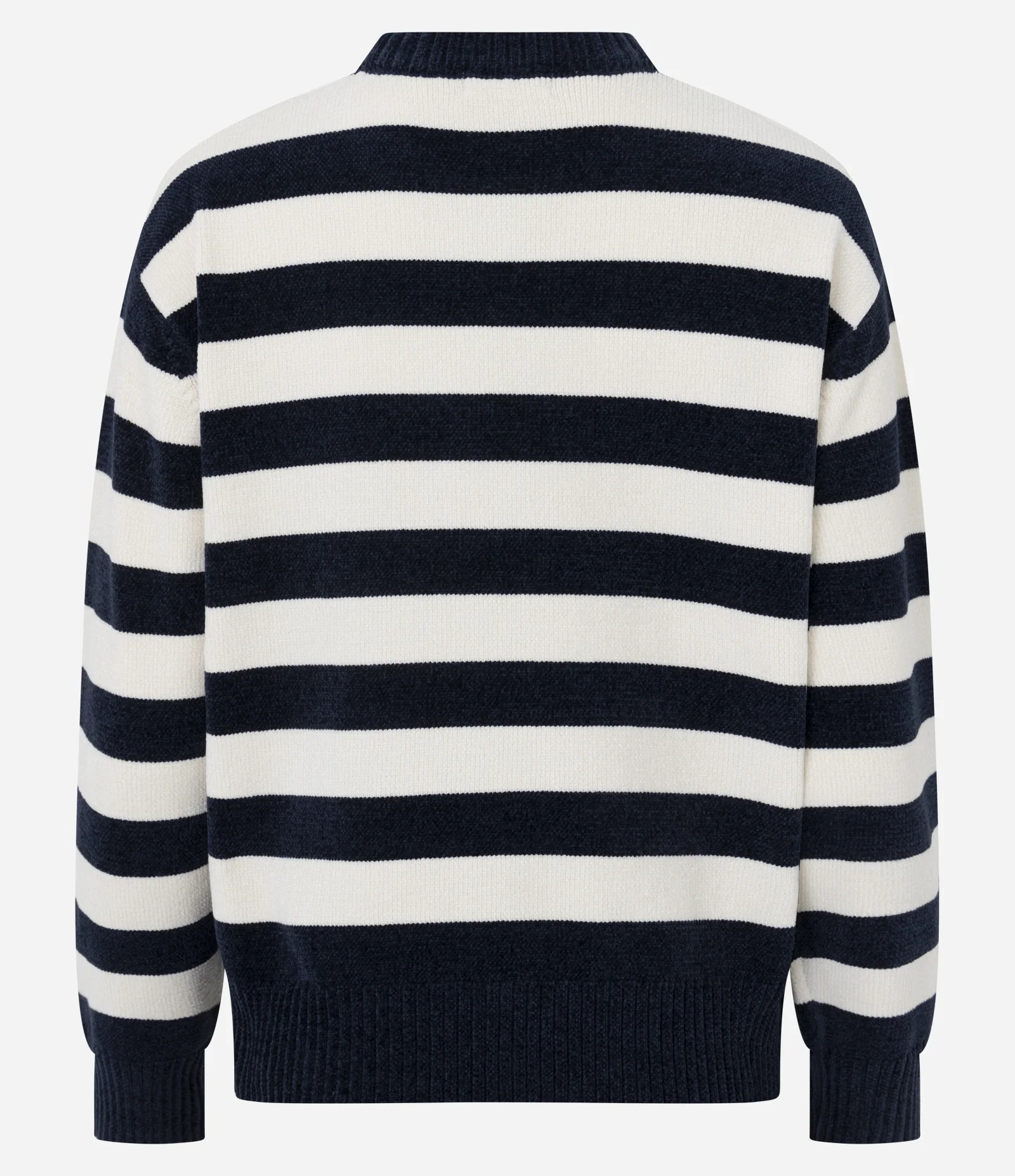 Suéter em Chenille com Estampa Listrada e Gola Redonda Azul 7