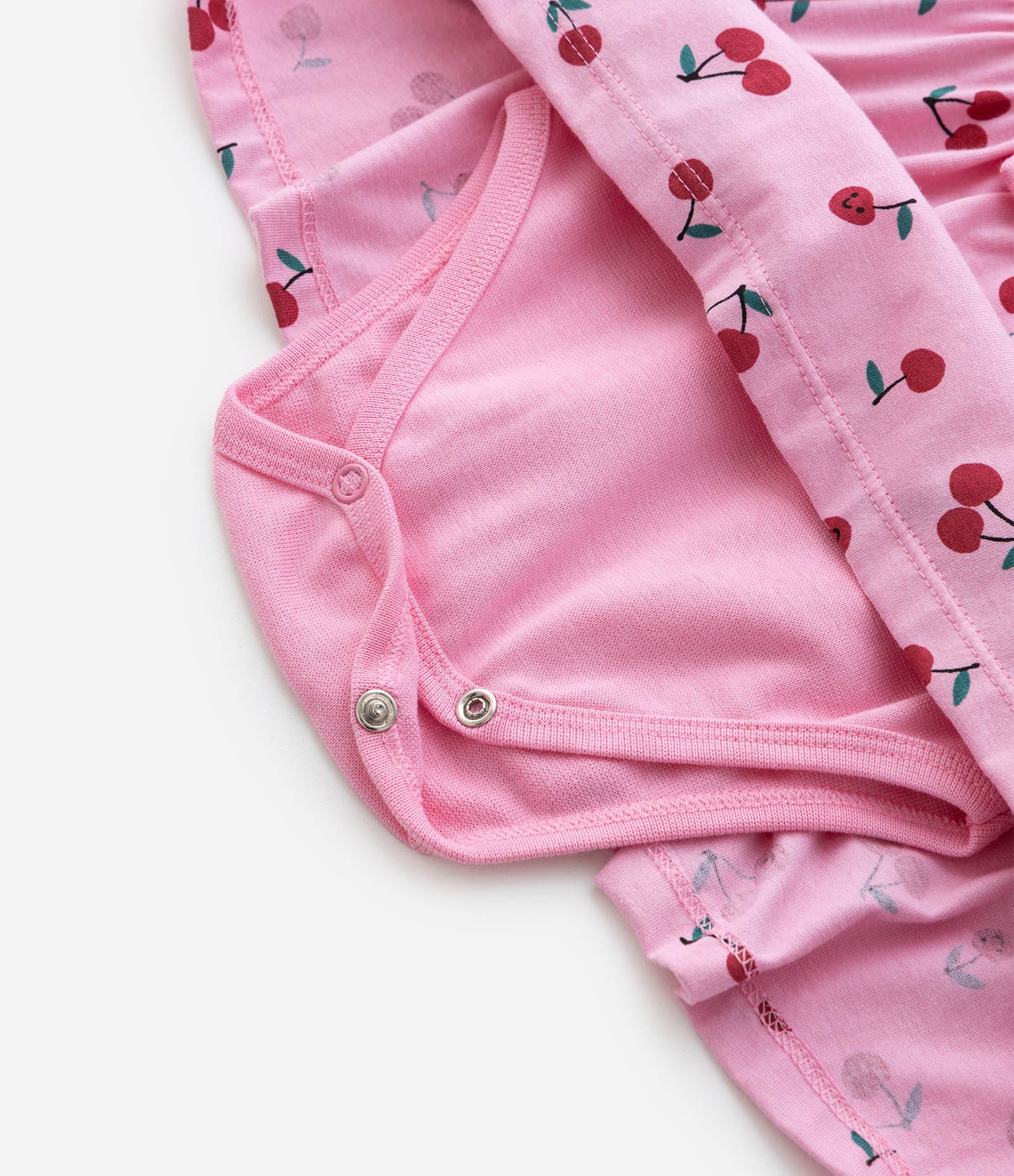 Vestido Body Infantil com Estampa de Cerejas - Tam 0 a 18 Meses Rosa 4