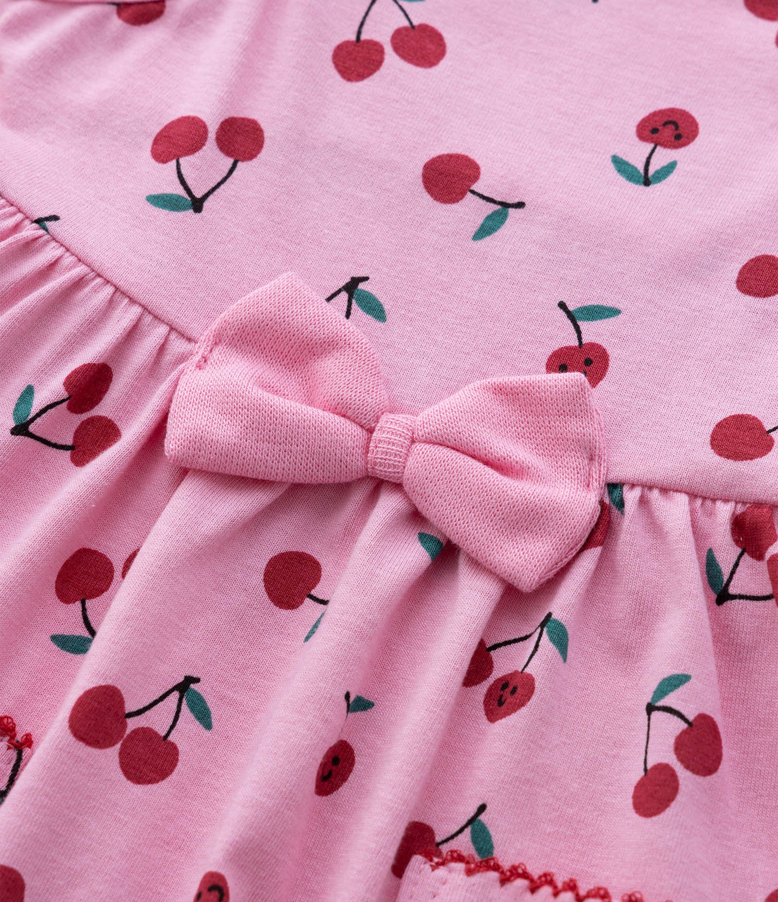 Vestido Body Infantil com Estampa de Cerejas - Tam 0 a 18 Meses Rosa 5