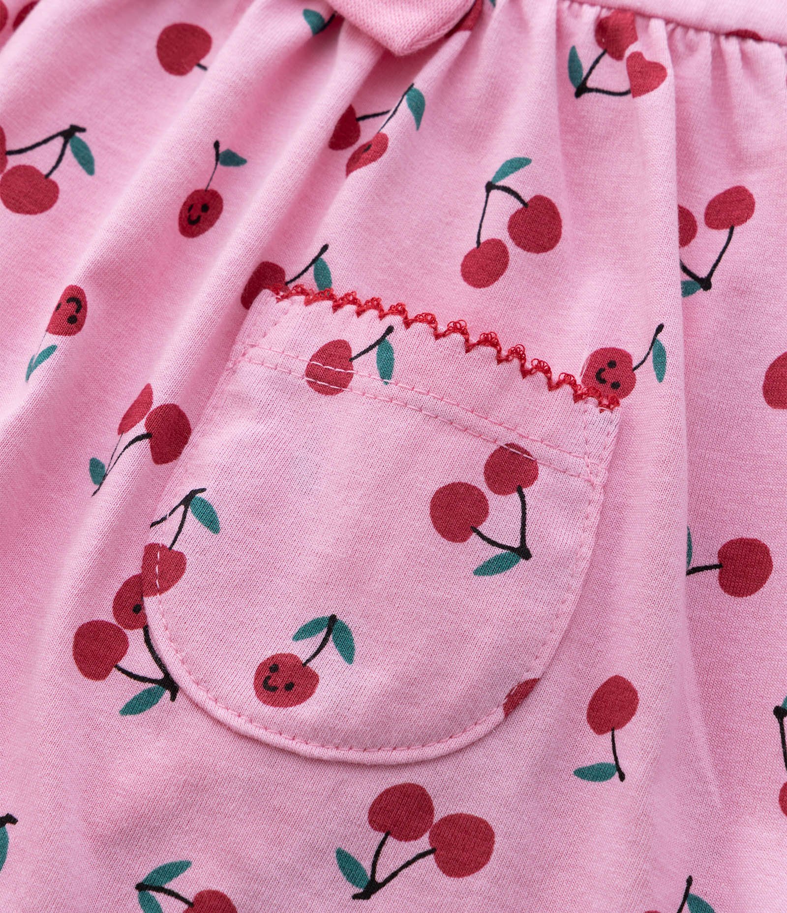 Vestido Body Infantil com Estampa de Cerejas - Tam 0 a 18 Meses Rosa 6