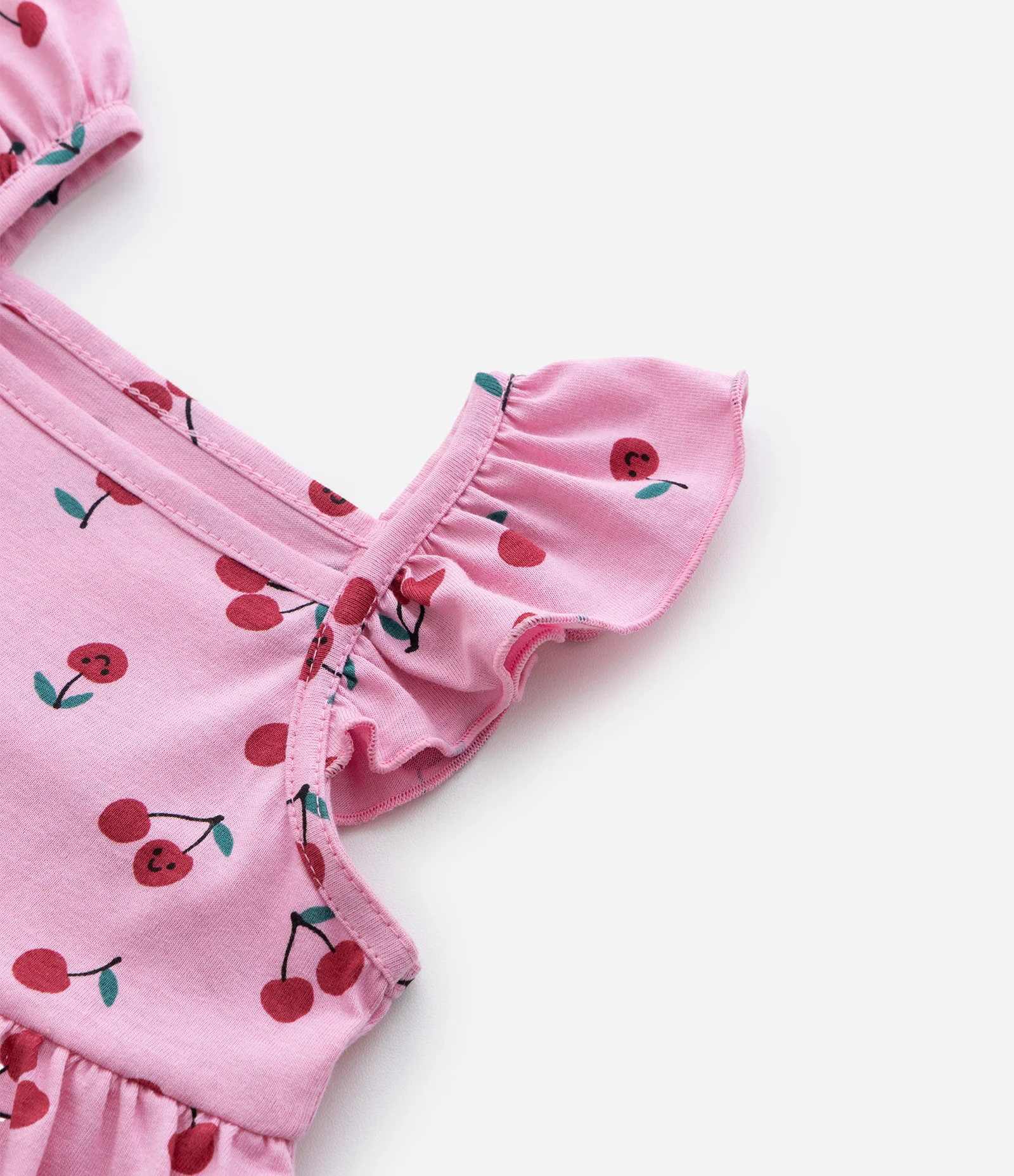 Vestido Body Infantil com Estampa de Cerejas - Tam 0 a 18 Meses Rosa 7