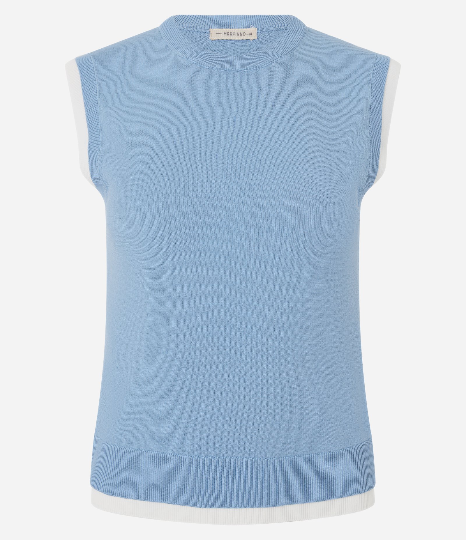 Blusa Colete em Tricô com Viés Contrastantes Azul 5