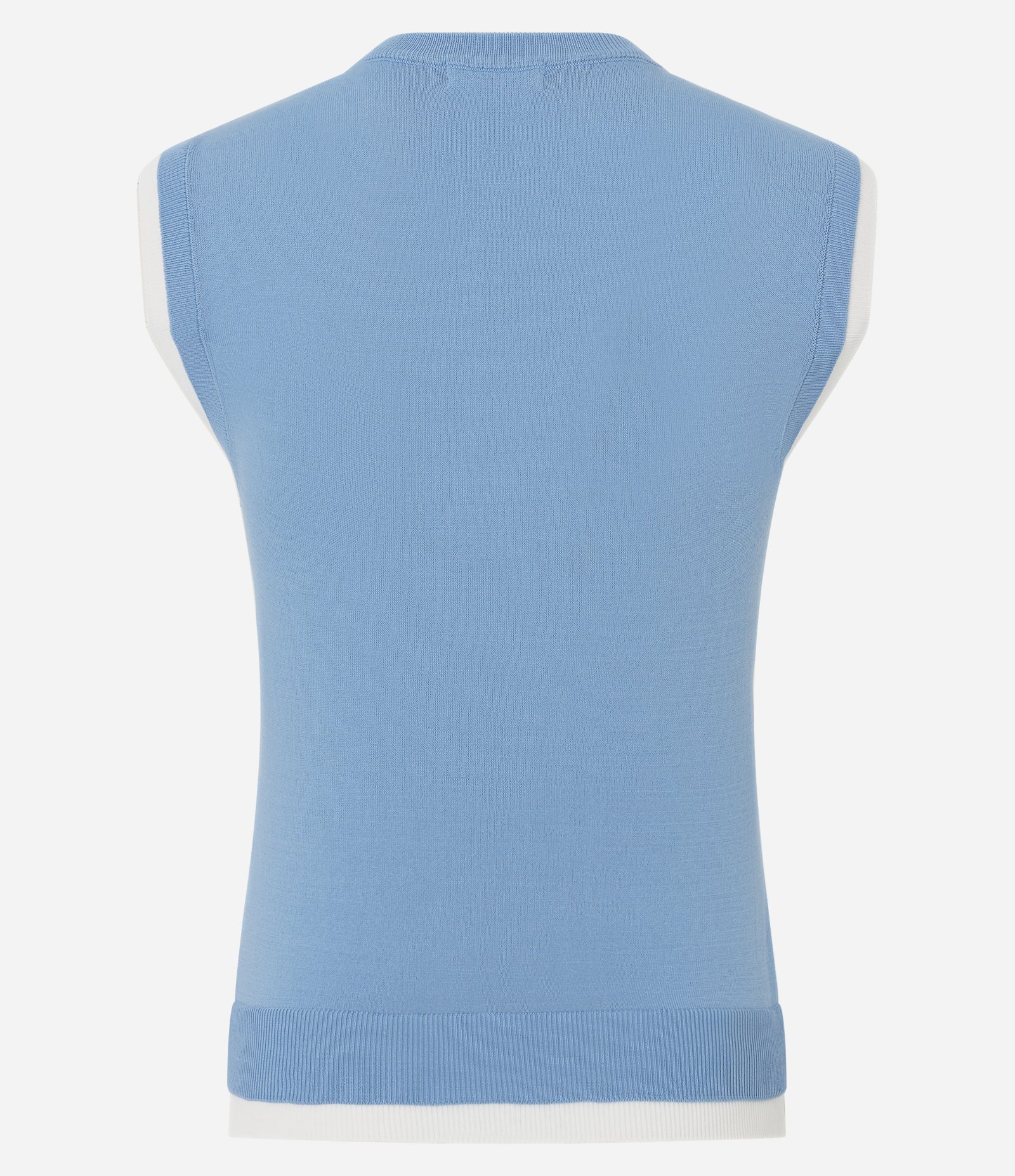Blusa Colete em Tricô com Viés Contrastantes Azul 7