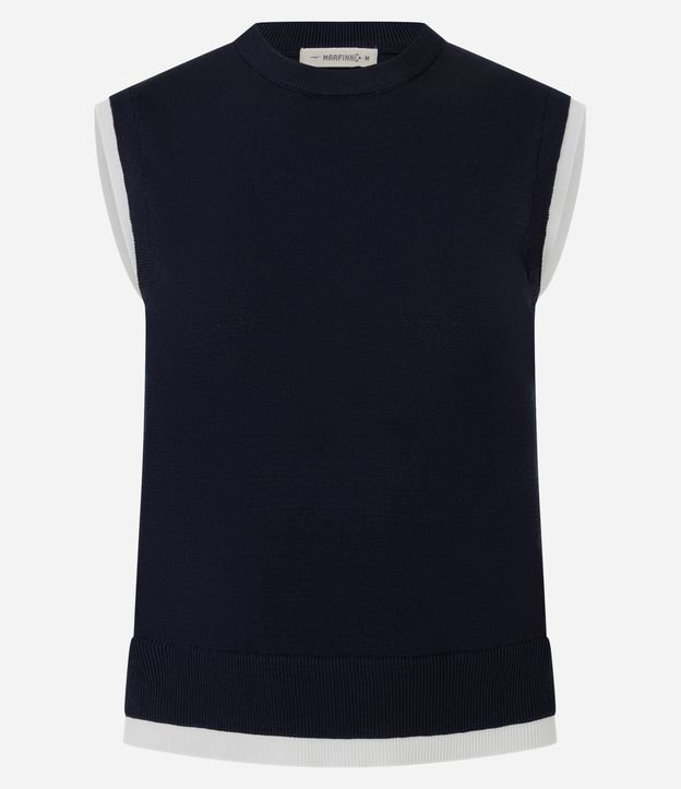 Blusa Colete em Tricô com Viés Contrastantes