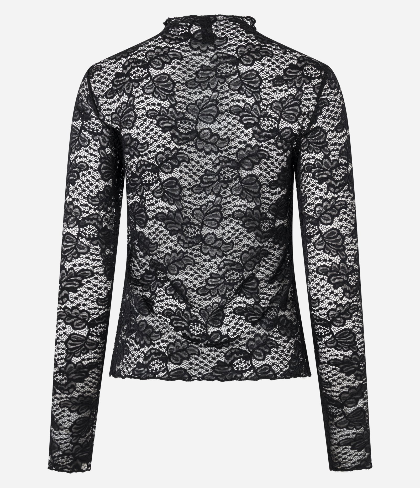 Blusa em Renda Texturizada com Golinha Alta Preto 6