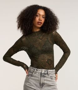 Blusa em Renda Floral com Transparencia