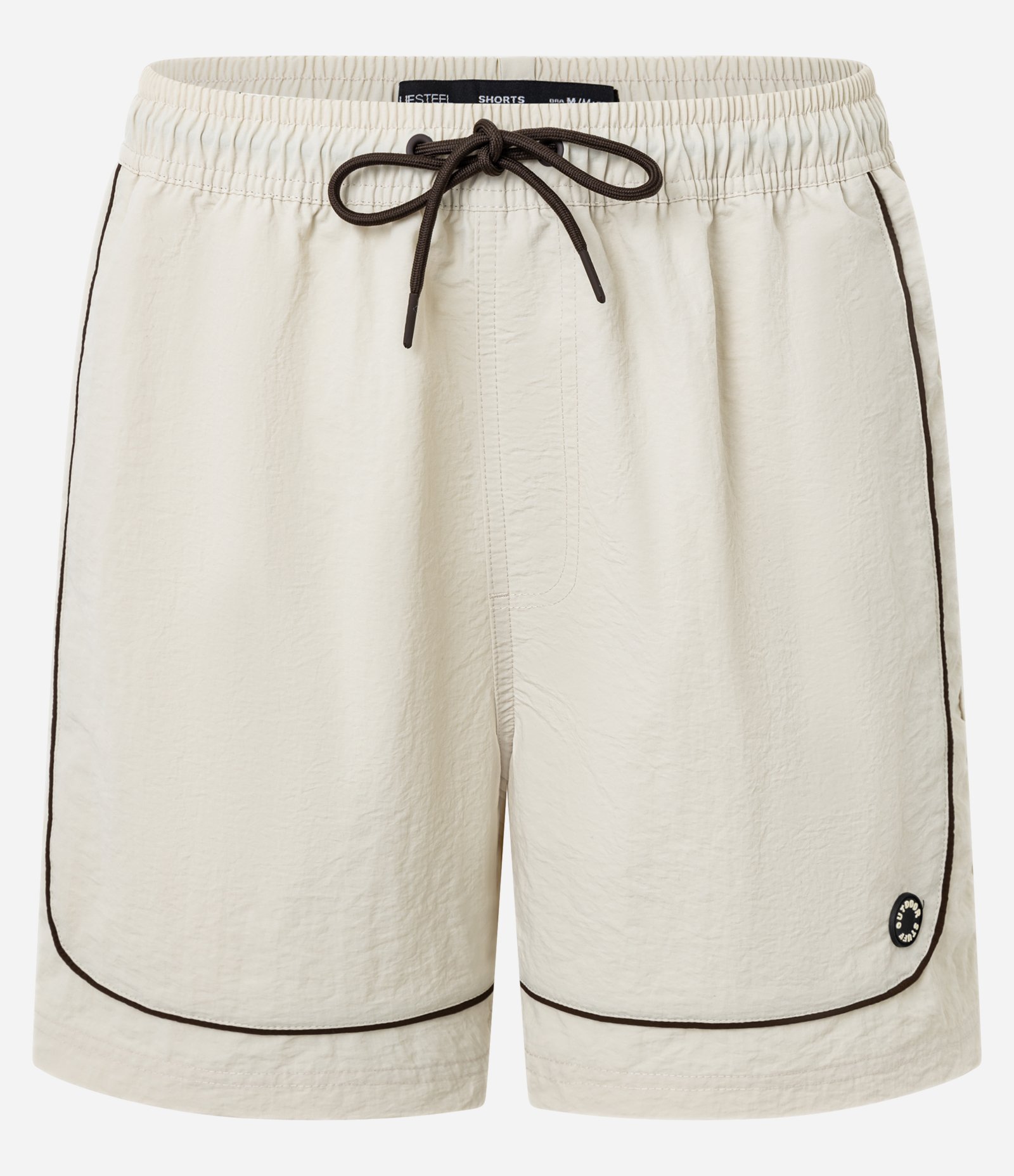 Bermuda Tecnológico Liso com piping contrastante Bege Claro 6