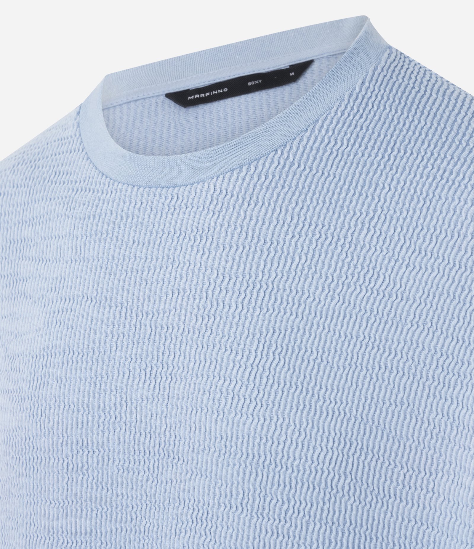 Camiseta Boxy em Algodão Texturizada Azul 2