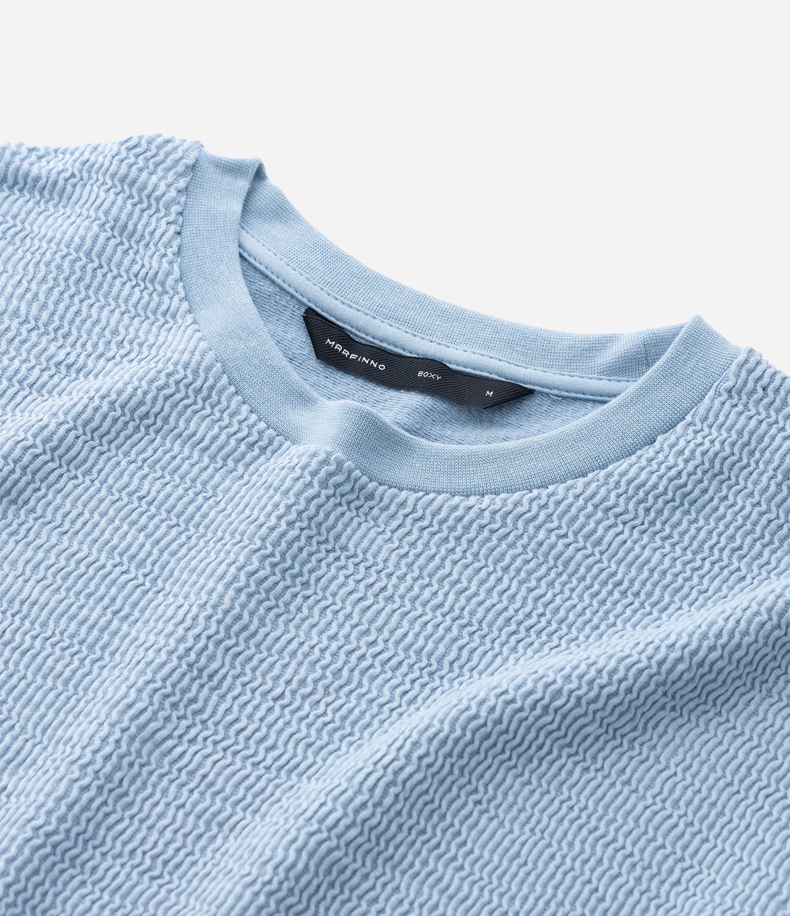 Camiseta Boxy em Algodão Texturizada Azul 4