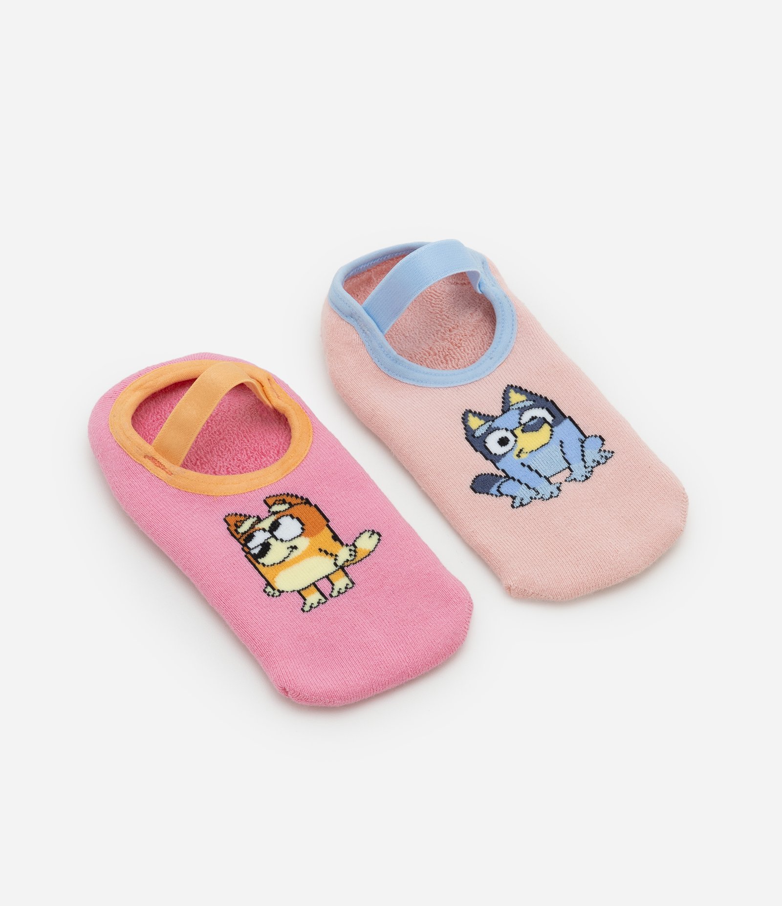 Kit 02 Meias Sapatilha Infantil com Estampa Bluey e Bingo - Tam 19 a 34 Rosa 2