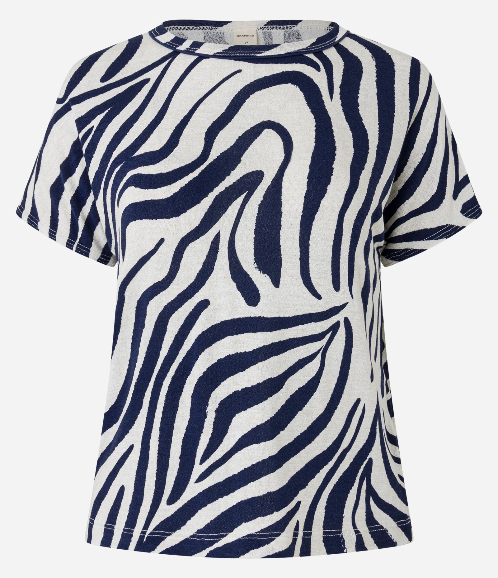 Blusa em Viscose com Estampa Zebra e Gola Redonda Azul/Off White 5