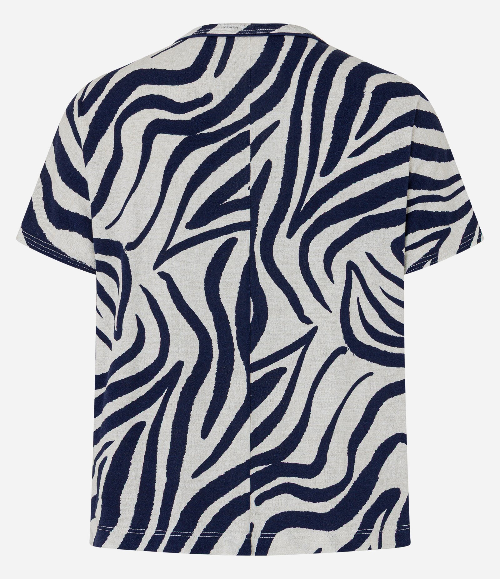 Blusa em Viscose com Estampa Zebra e Gola Redonda Azul/Off White 6