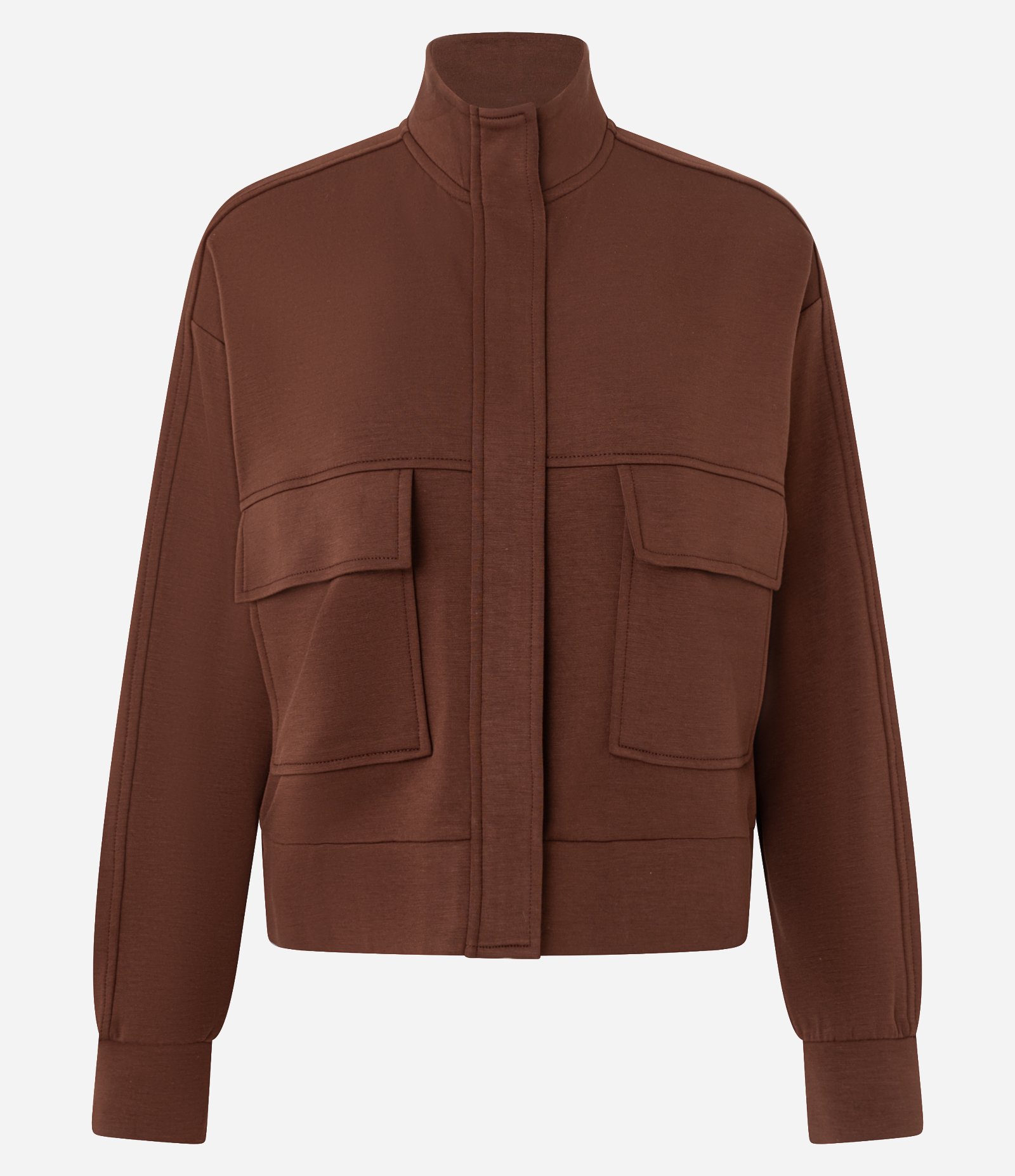 Jaqueta Alongada em Moletom sem Felpa Marrom 5