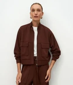 Jaqueta Alongada em Moletom sem Felpa