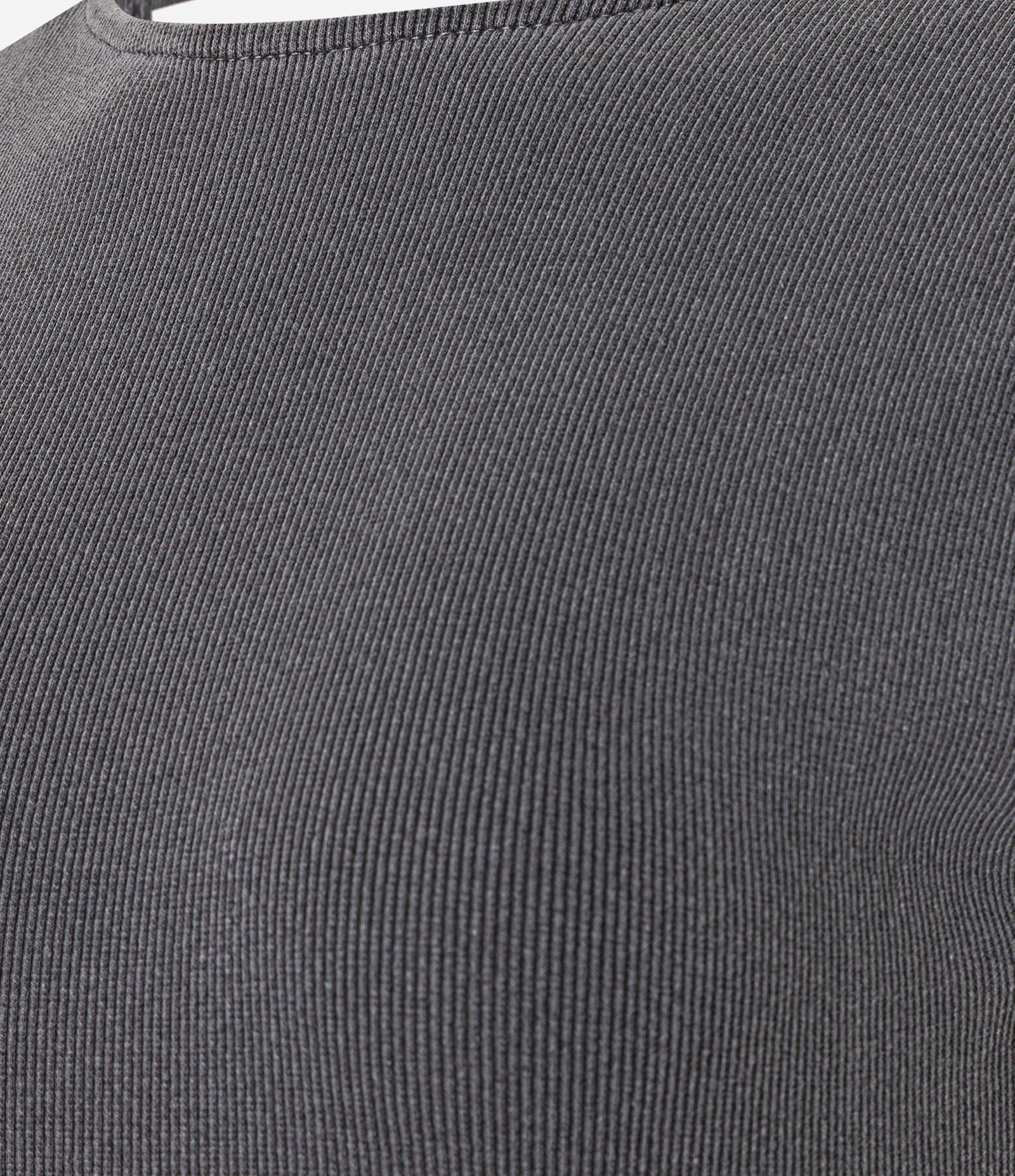 Vestido Long Midi Canelado em Ribana com Costas Abertas Cinza 8