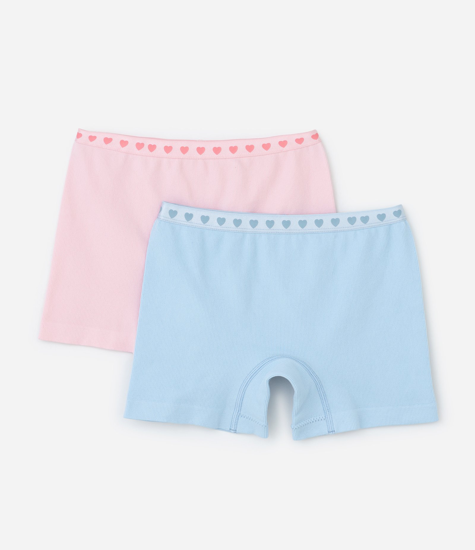 Kit 02 Calcinhas Boxer Infantis Seamless com Elástico no Cós - Tam 2 ao 14 Rosa/Azul 1